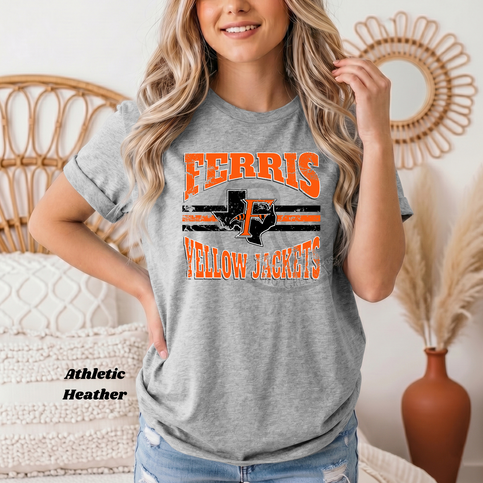 Ferris Yellow Jackets Curved Stripe Spirit Wear (Copy)
