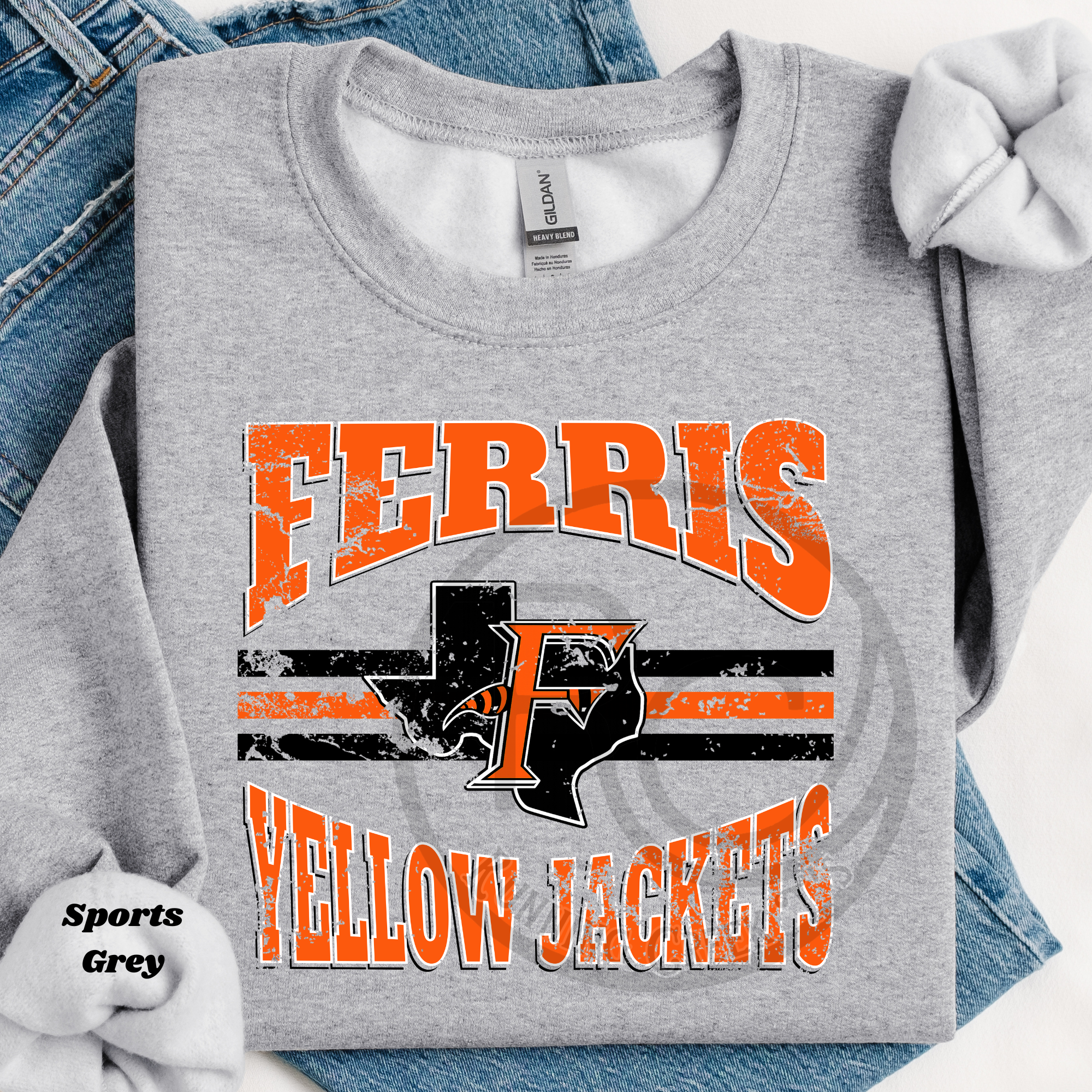 Ferris Yellow Jackets Curved Stripe Spirit Wear (Copy)