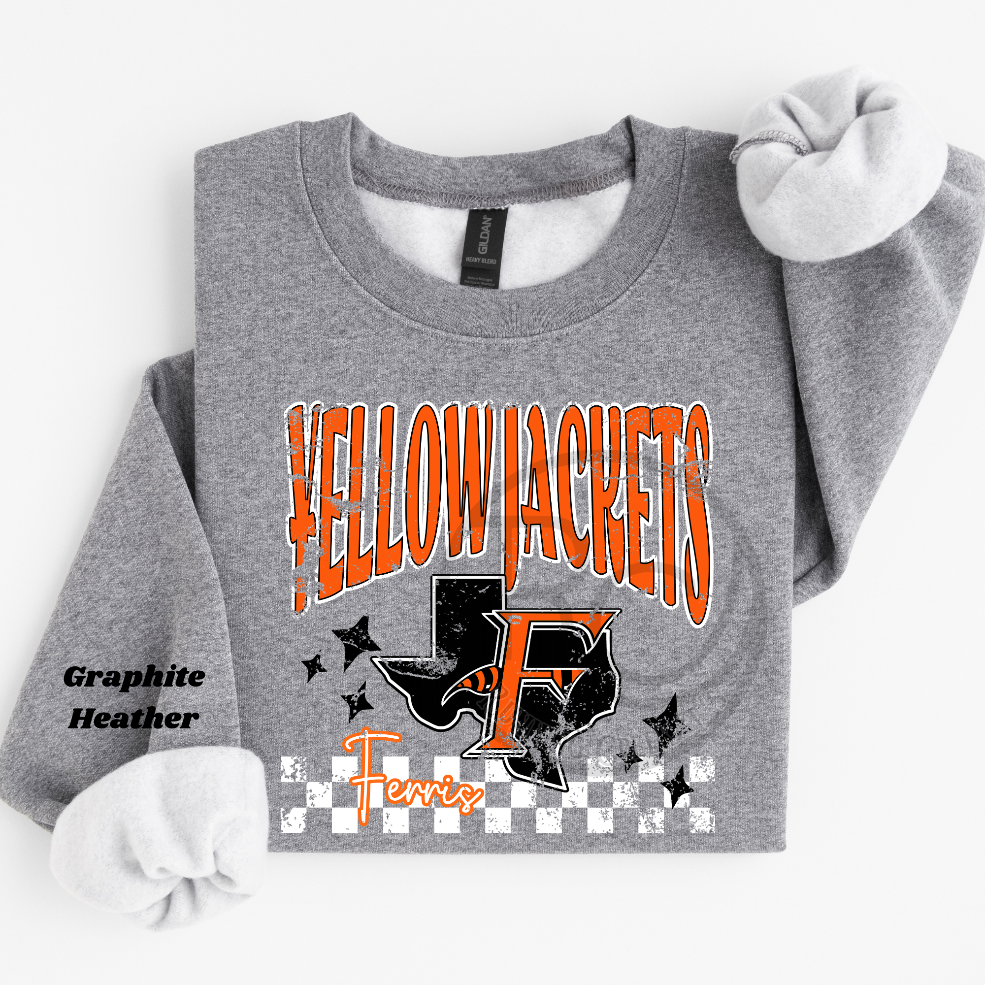Ferris Yellow Jackets Distressed Check Spirit Wear