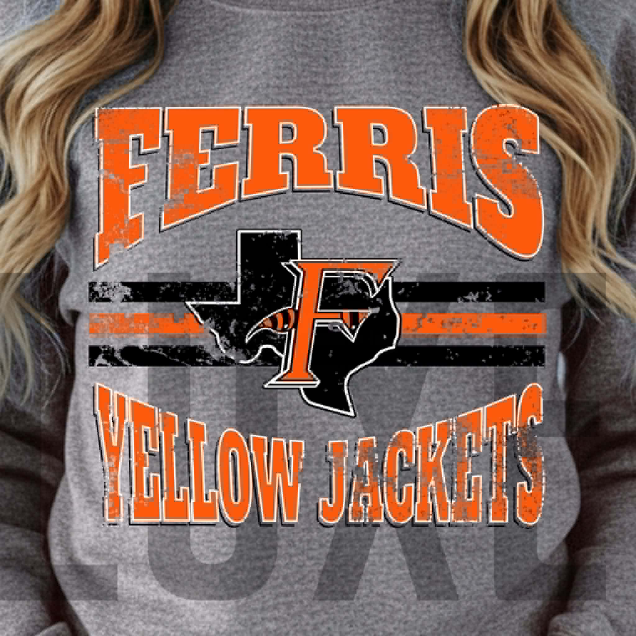 Ferris Yellow Jackets Curved Stripe Spirit Wear (Copy)